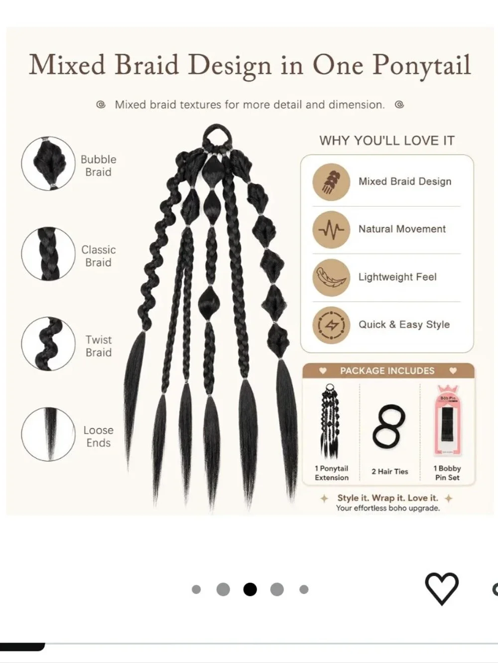 Black Braided Ponytail Extension 18